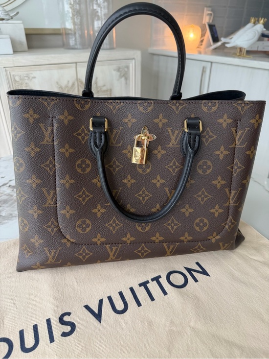 Louis Vuitton Handbags - Louis Vuitton Brown Monogram Flower Tote Mm with Black Handles and Gold Hardware